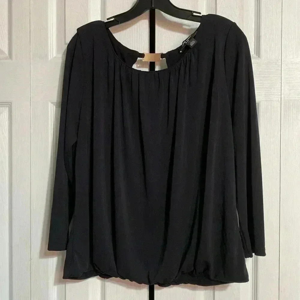 Nine West jeans black blouse shirt top size L